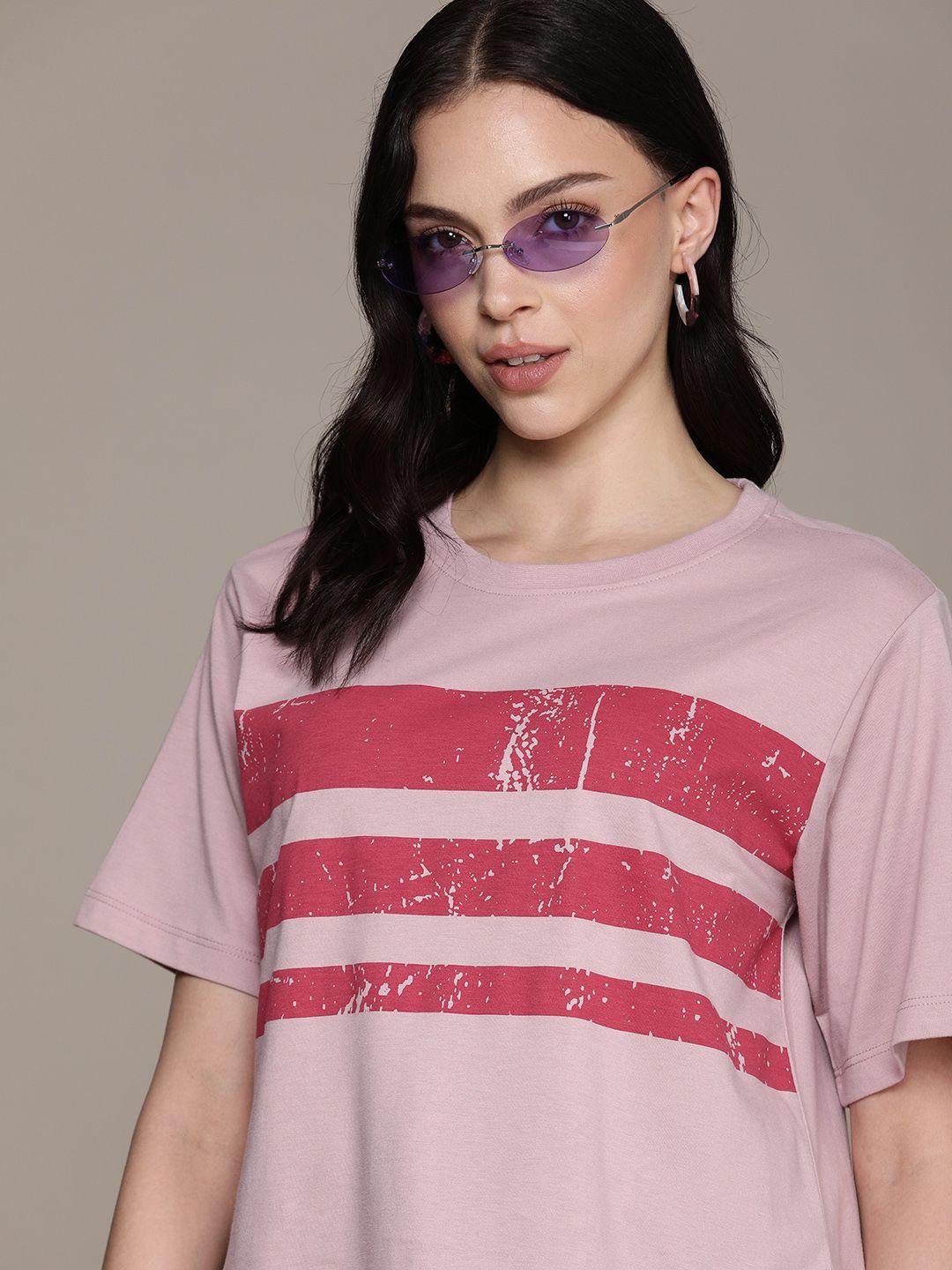 the roadster lifestyle co. women striped pure cotton t-shirt