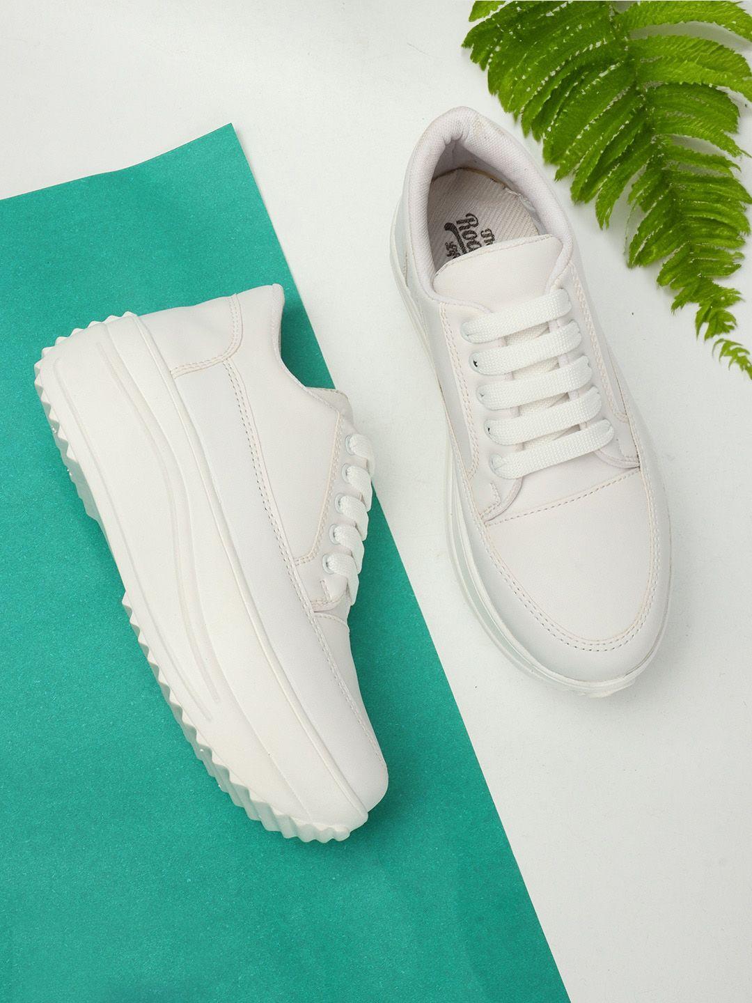 the roadster lifestyle co. women white comfort insole basics flatform sneakers