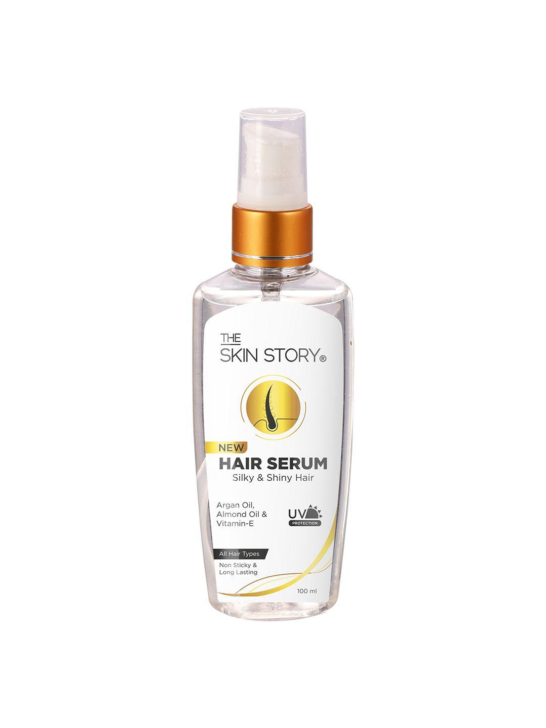 the skin story non sticky & uv protection hair serum with argan oil & almond oil - 100ml