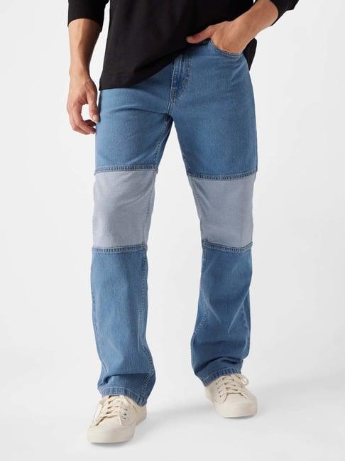 the souled store arctic patch blue lightly washed jeans