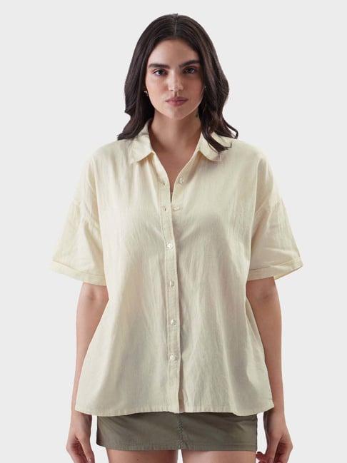 the souled store beige cotton shirt