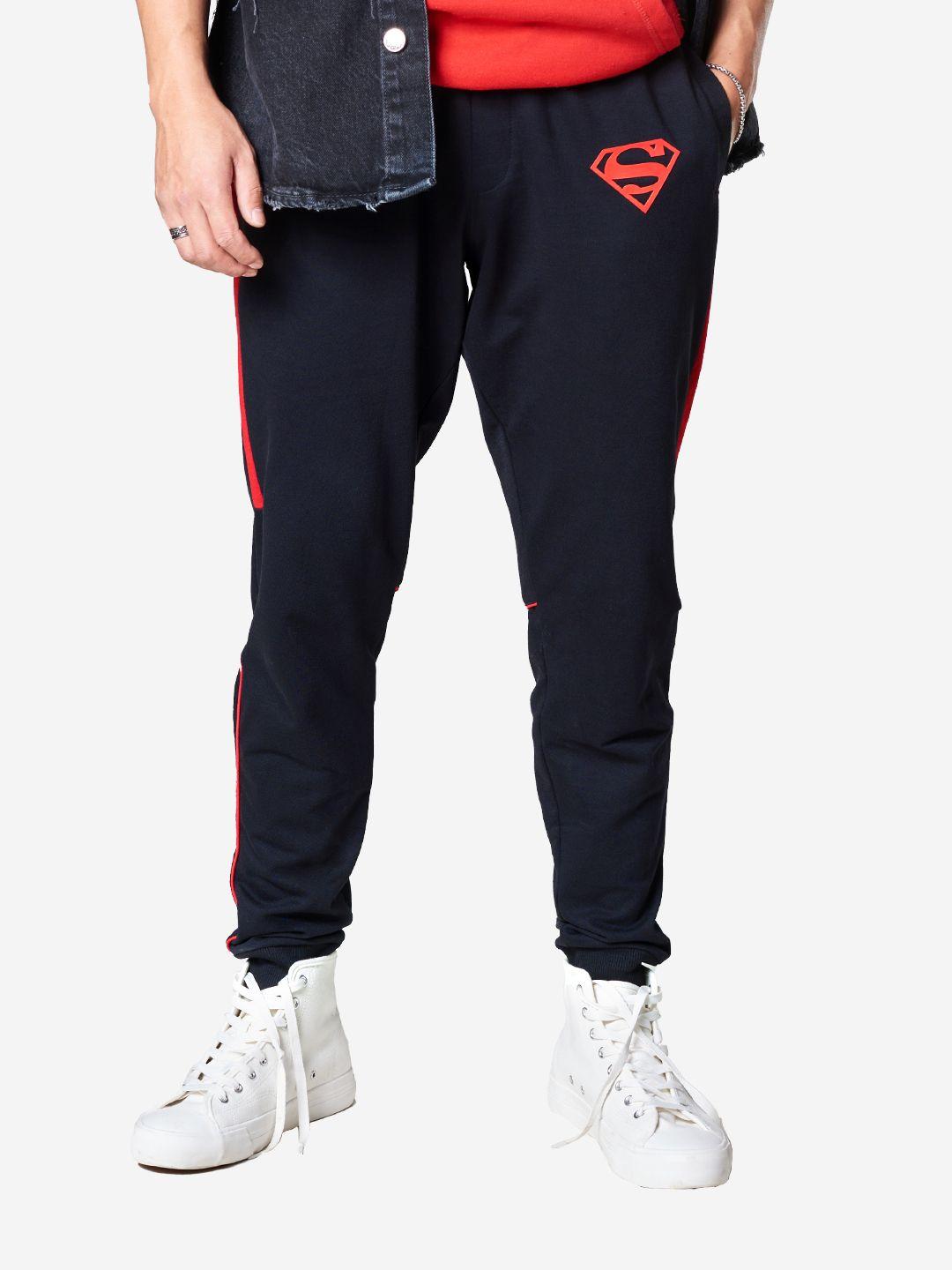 the souled store black & red superman side striped lounge pants