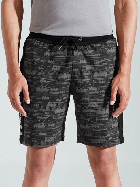 the souled store black cotton regular fit printed shorts