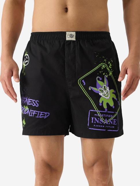the souled store black regular fit joker: cunning chaos boxer shorts