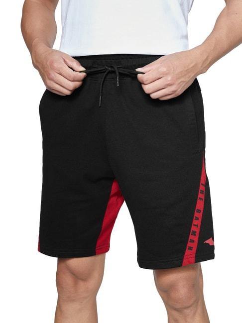 the souled store black regular fit printed shorts