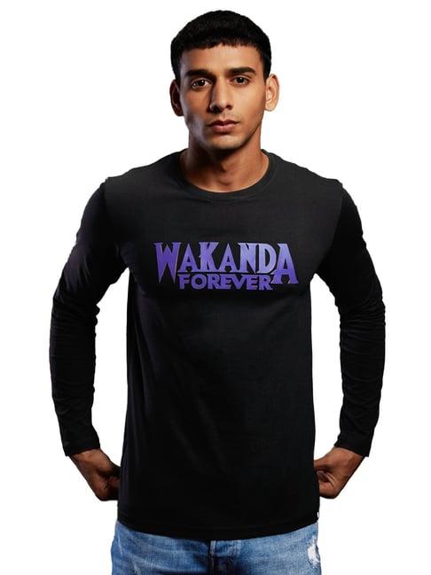 the souled store black wakanda forever embellished t-shirt