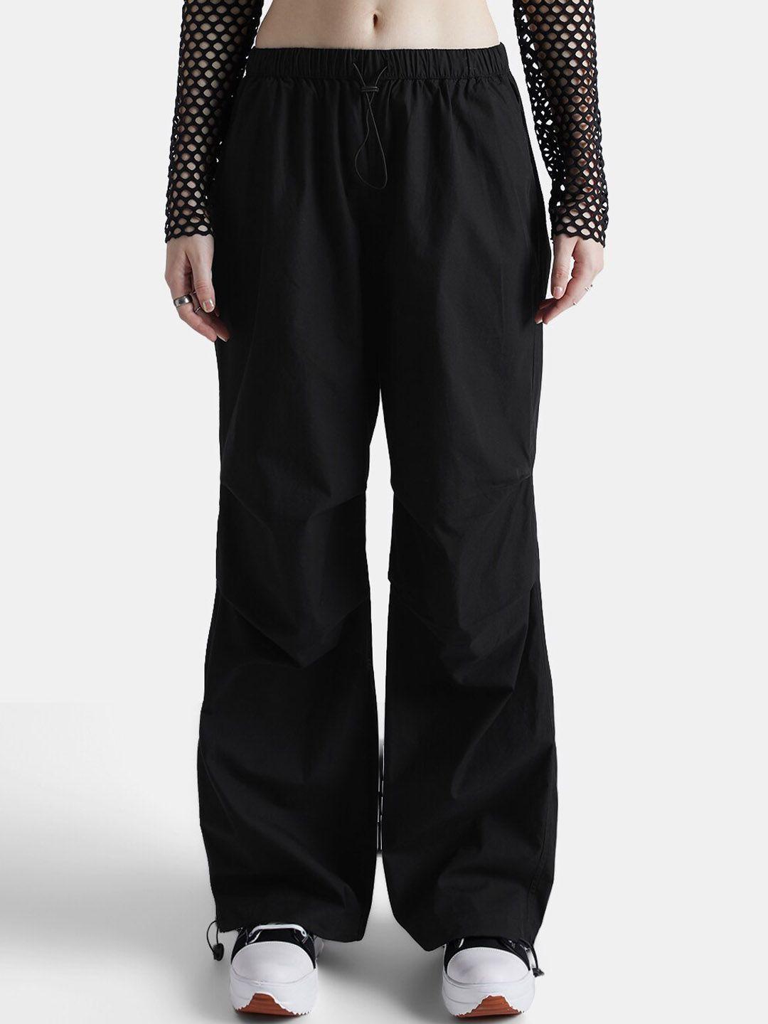 the souled store black women pure cotton loose-fit track pants