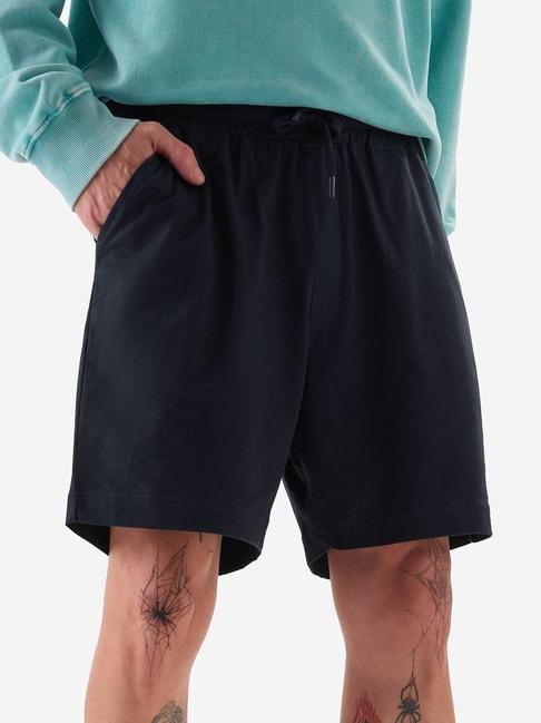 the souled store blue cotton regular fit shorts