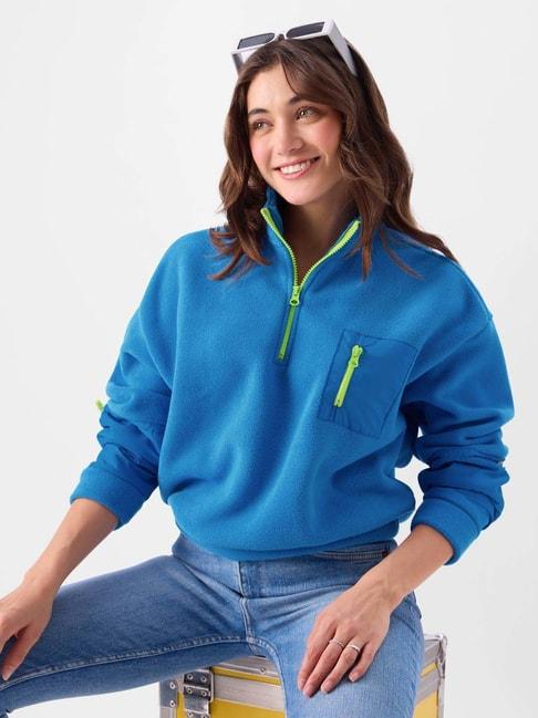 the souled store blue cotton sweatshirt