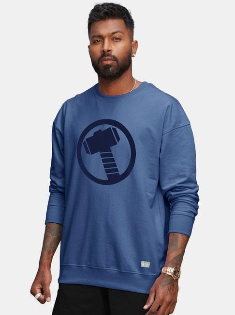 the souled store blue printed sweatshirt