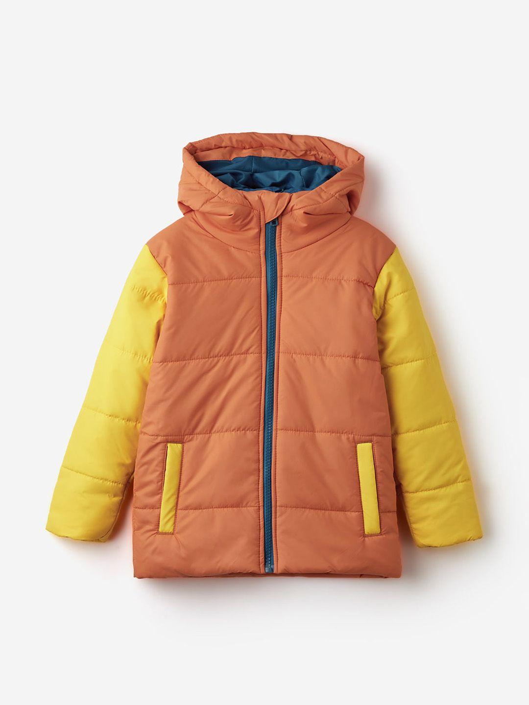 the souled store boys colourblocked hooded lightweight puffer jacket