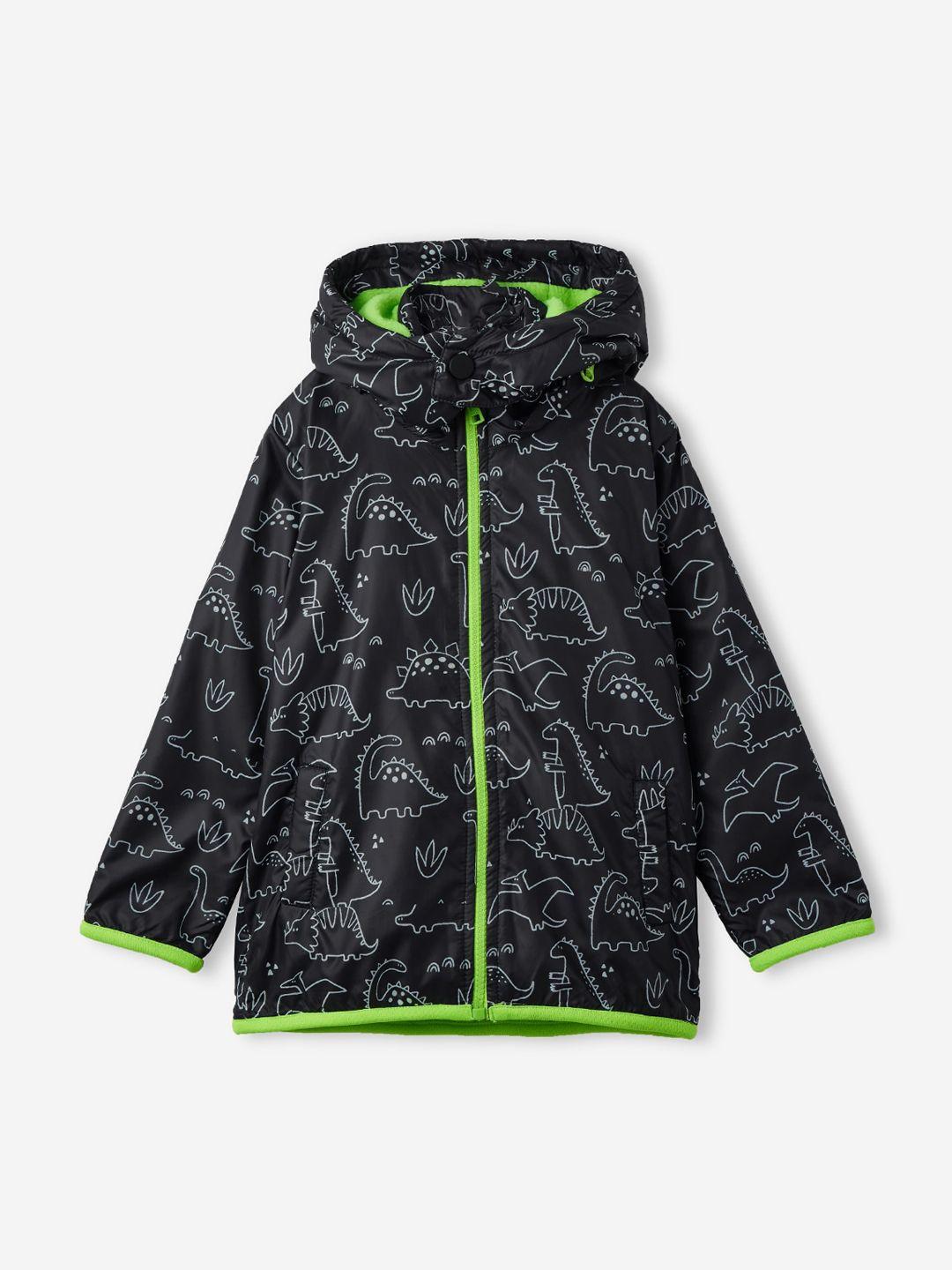 the souled store boys graphic printed hooded lightweight puffer jacket