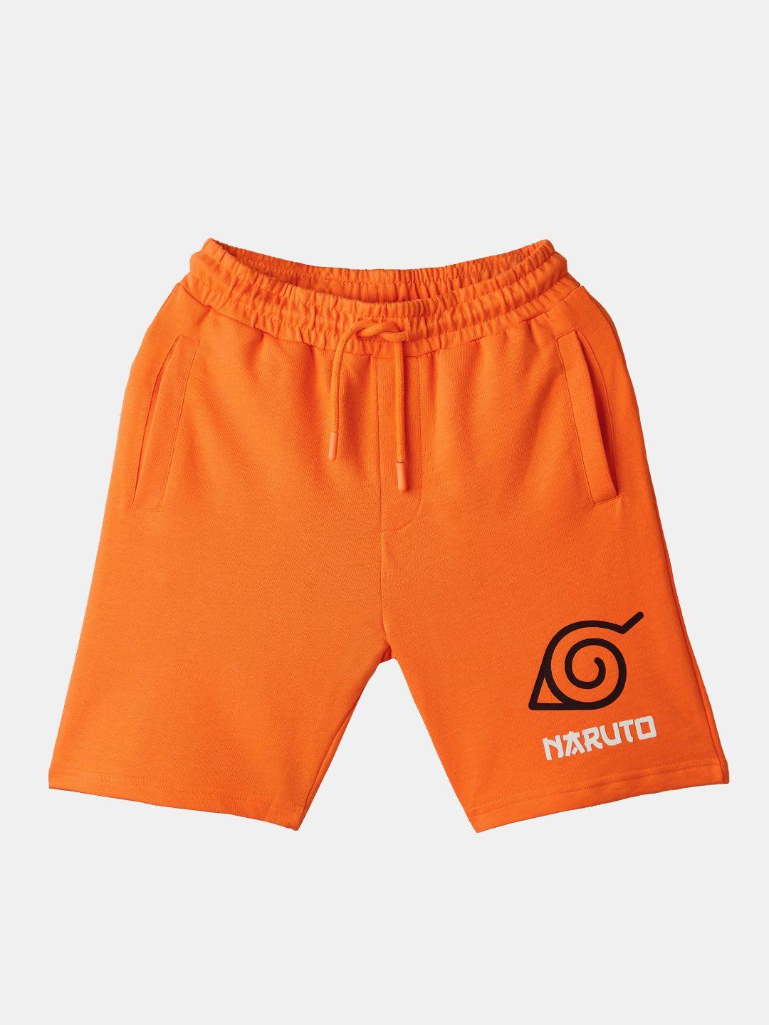 the souled store boys orange pure cotton shorts