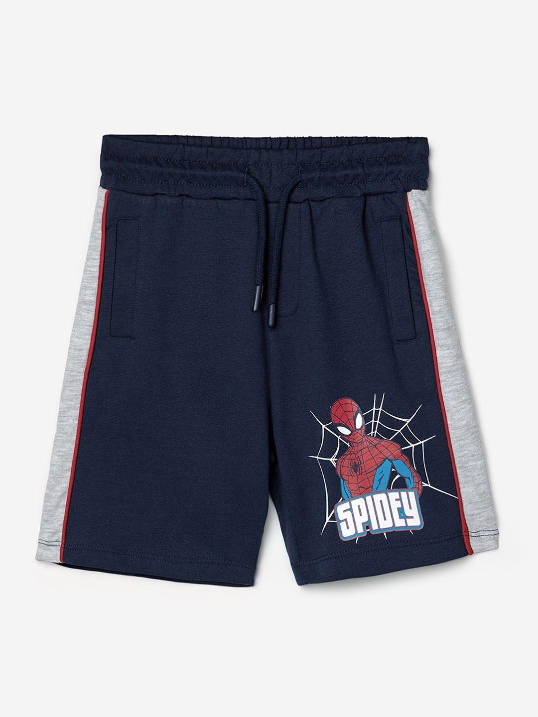 the souled store boys spider-man printed pure cotton shorts
