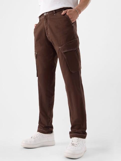 the souled store brown regular fit cargo pants