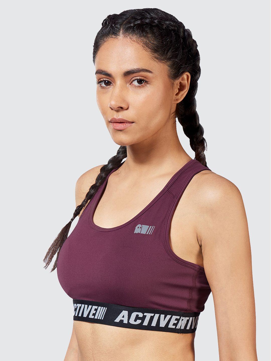 the souled store burgundy training & gym workout bra