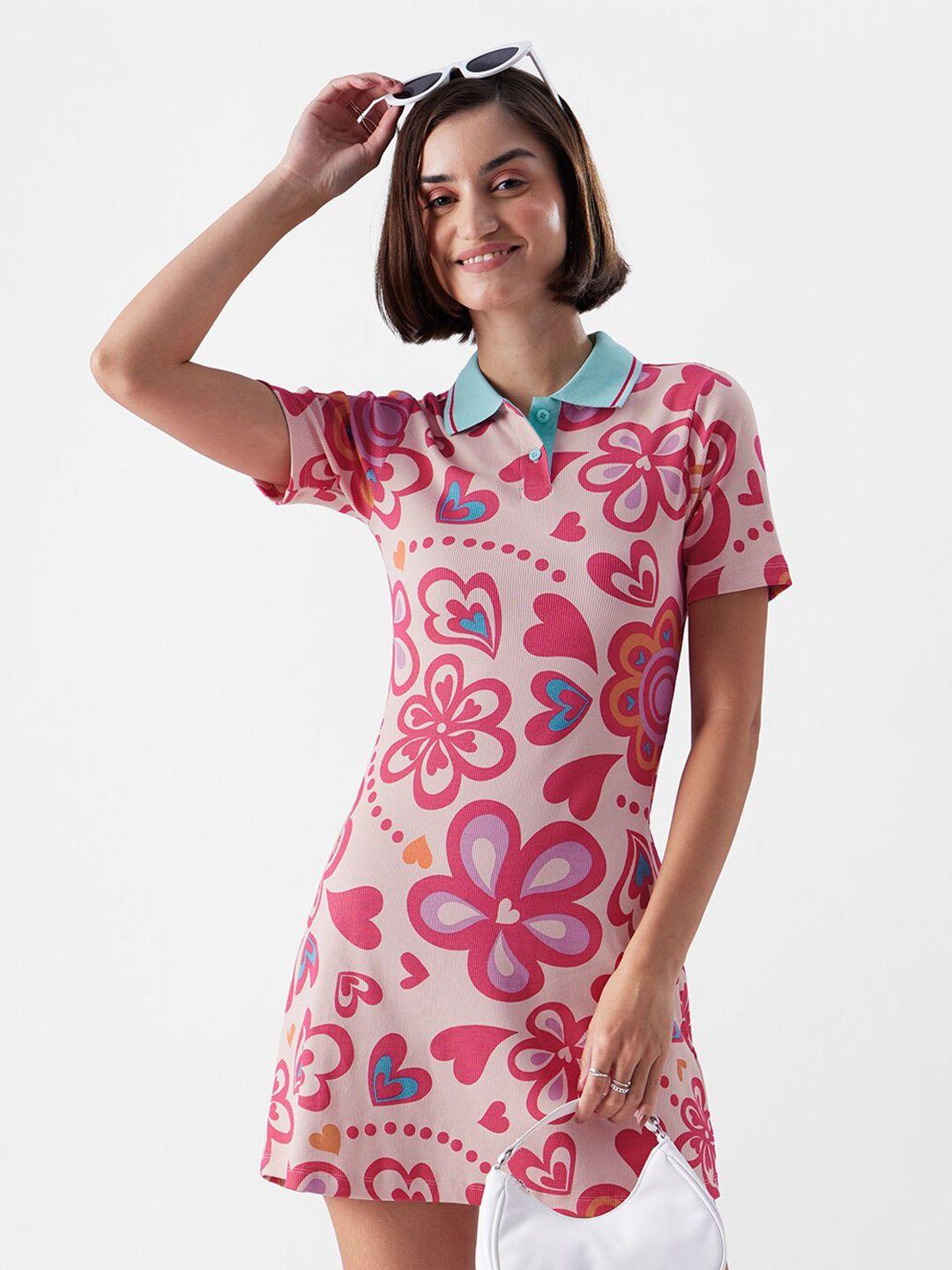 the souled store floral printed pure cotton mini shirt dress