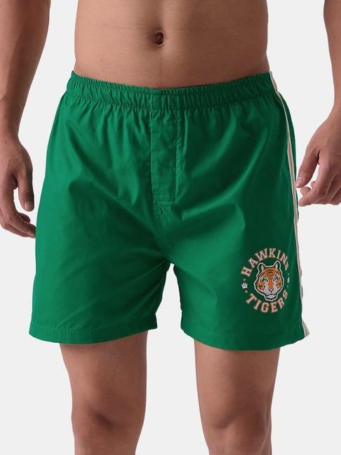the souled store green cotton regular fit stranger things : hawkins printed boxers