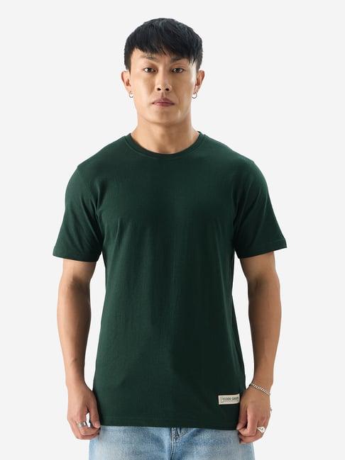 the souled store green regular fit crew t-shirt