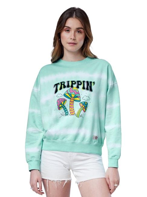 the souled store green tie dye: trippin printed pullover