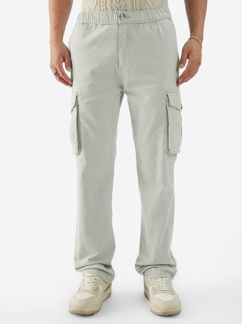 the souled store grey cotton regular fit cargos