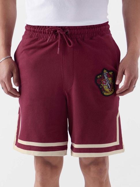the souled store harry potter: gryffindor maroon regular fit shorts