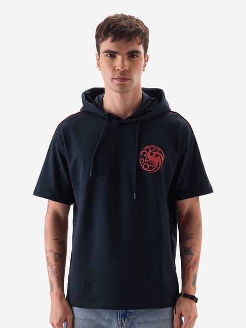 the souled store house of the dragon: caraxes navy loose fit hooded t-shirt