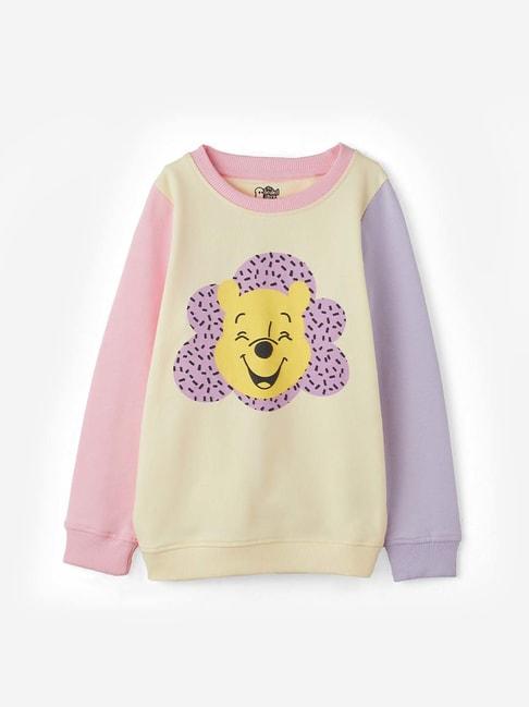 the souled store kids cream & purple cotton printed full sleeves sweatshirt