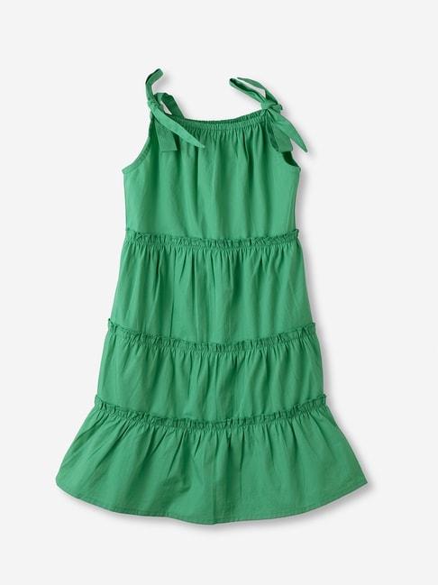 the souled store kids green solid dress