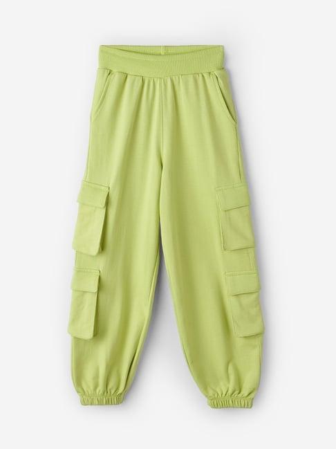 the souled store kids green solid joggers