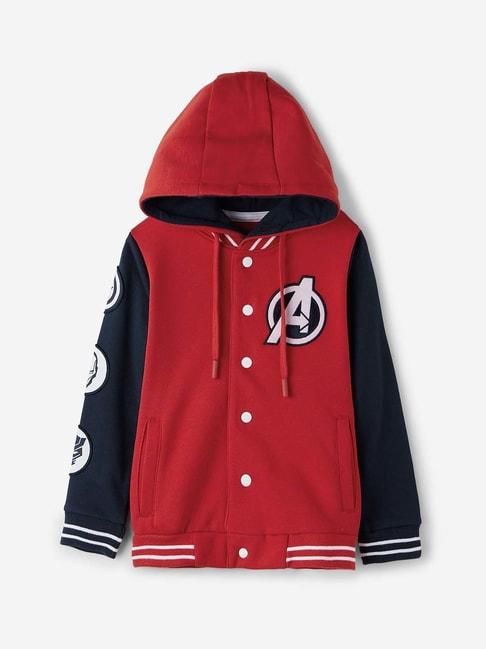 the souled store kids multicolor cotton printed full sleeves avengers jacket