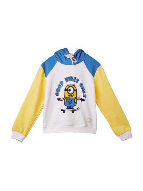 the souled store kids multicolor cotton printed full sleeves minions hoodie