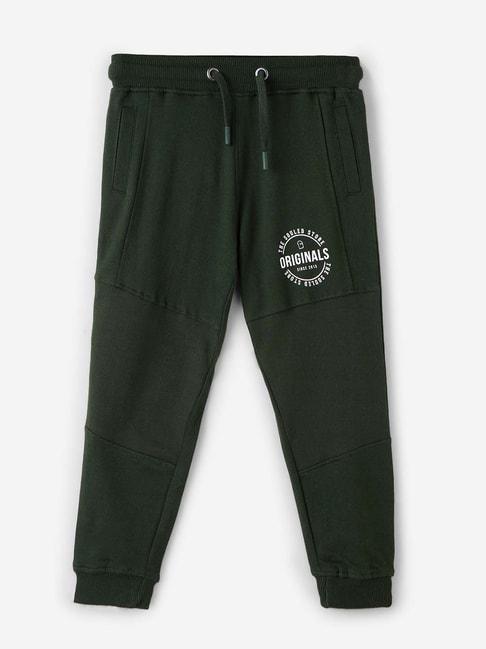 the souled store kids olive cotton printed joggers