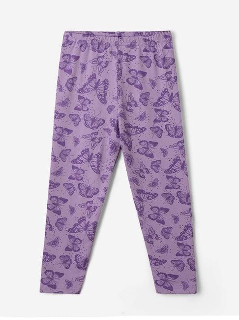 the souled store kids purple cotton printed leggings