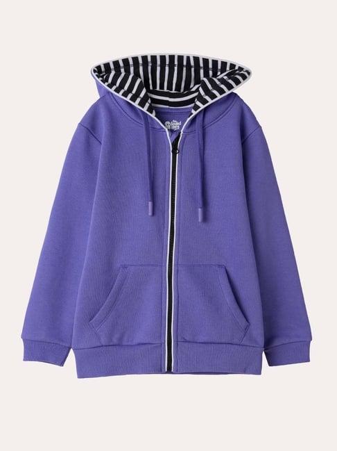 the souled store kids purple cotton regular fit full sleeves hoodie