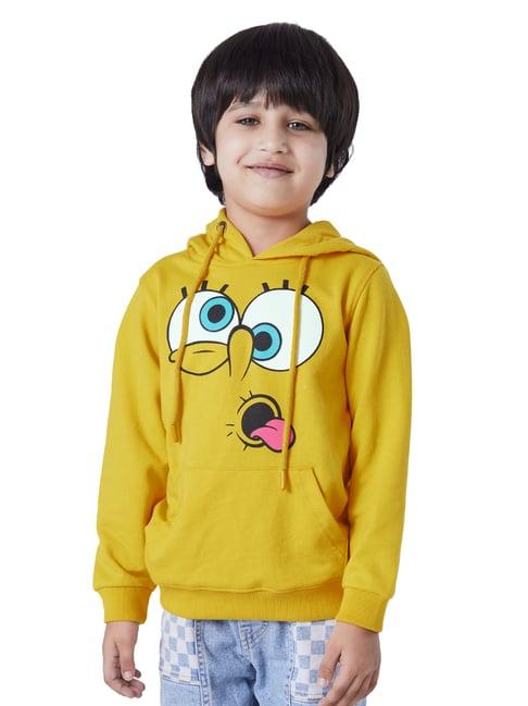 the souled store kids yellow spongebob print hoodie