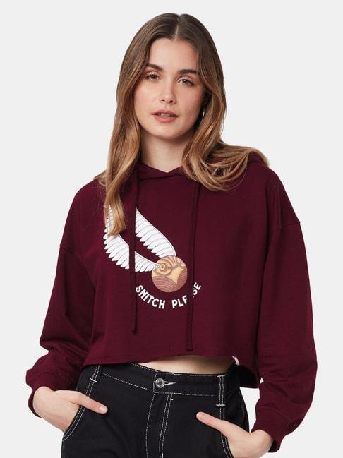 the souled store maroon harry potter: snitch please printed oversized hoodie