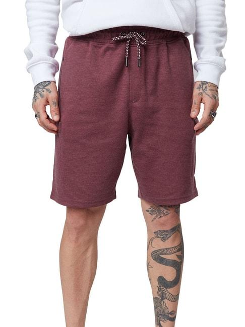 the souled store maroon regular fit shorts