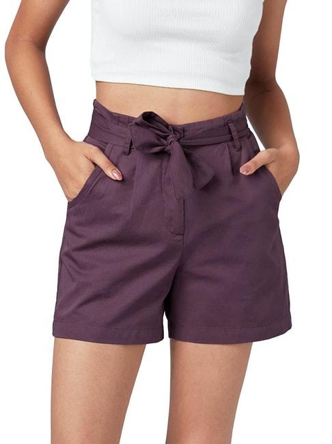 the souled store mauve regular fit shorts