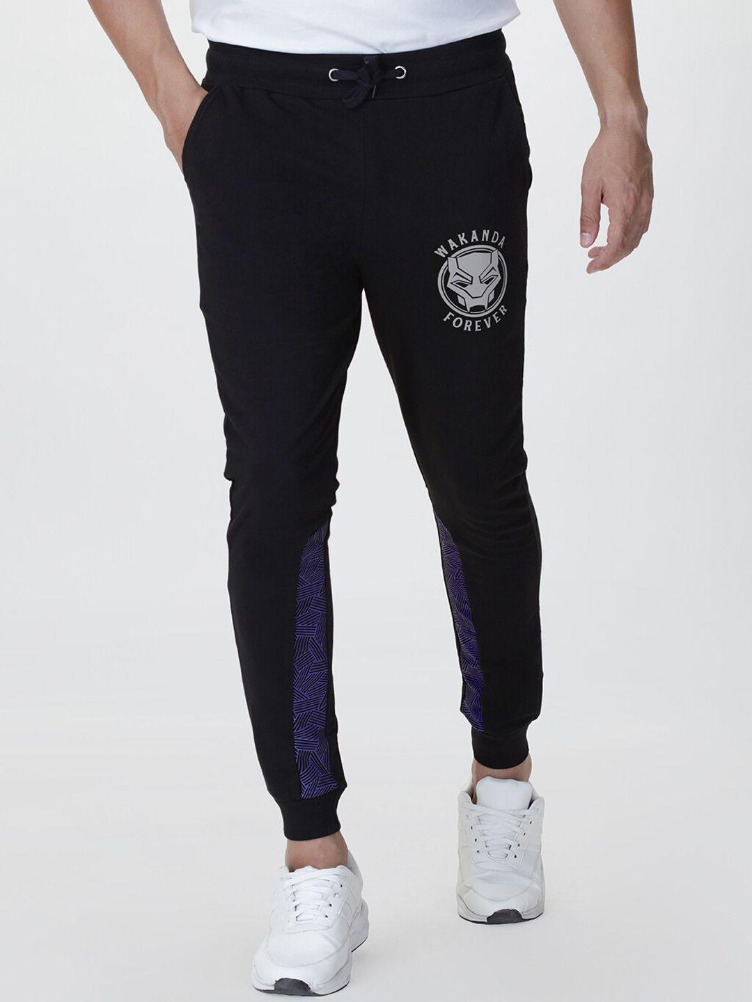 the souled store men black panther cotton jogger track suits