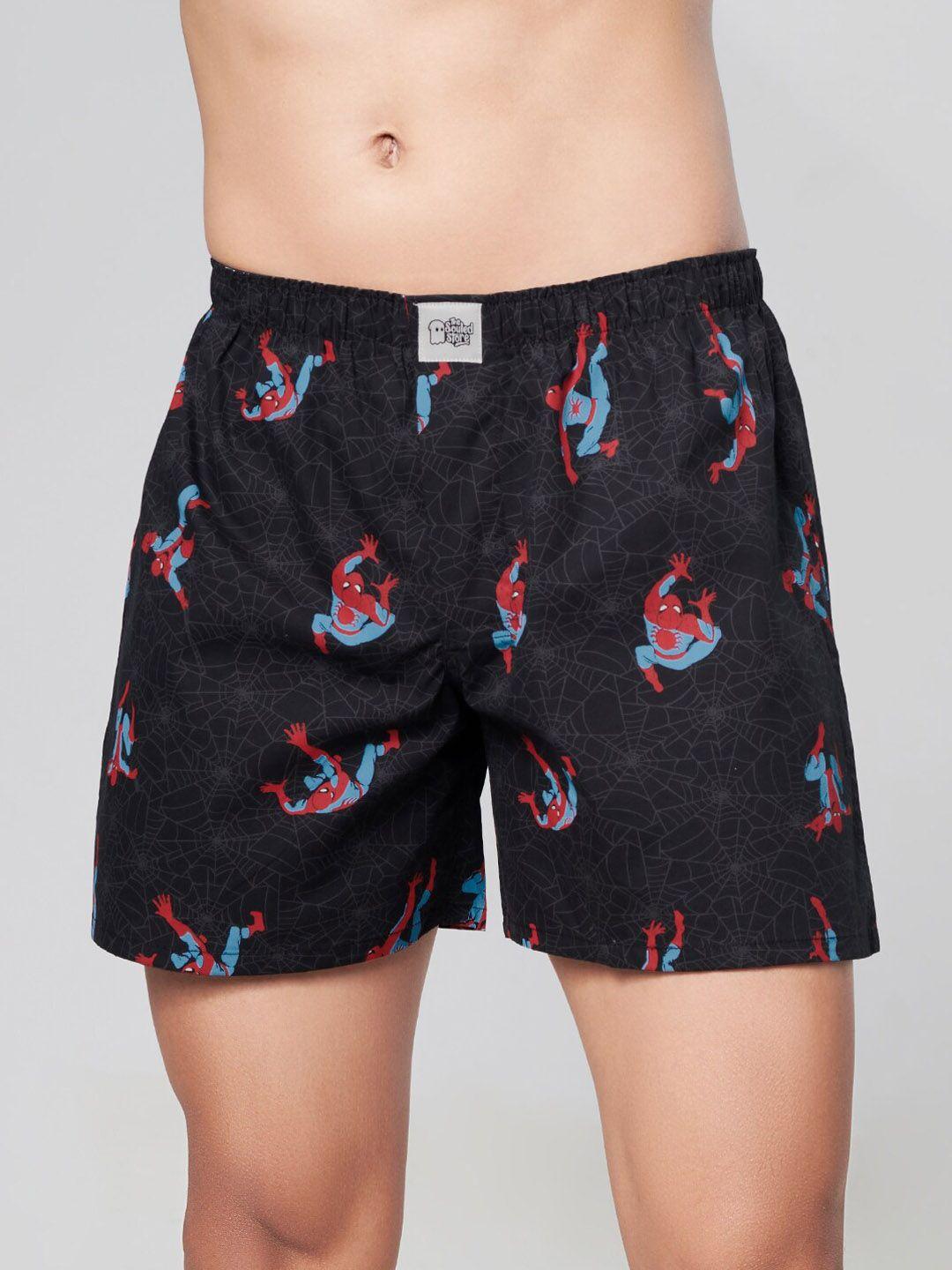 the-souled-store-men-black-spider-man-printed-pure-cotton-boxers