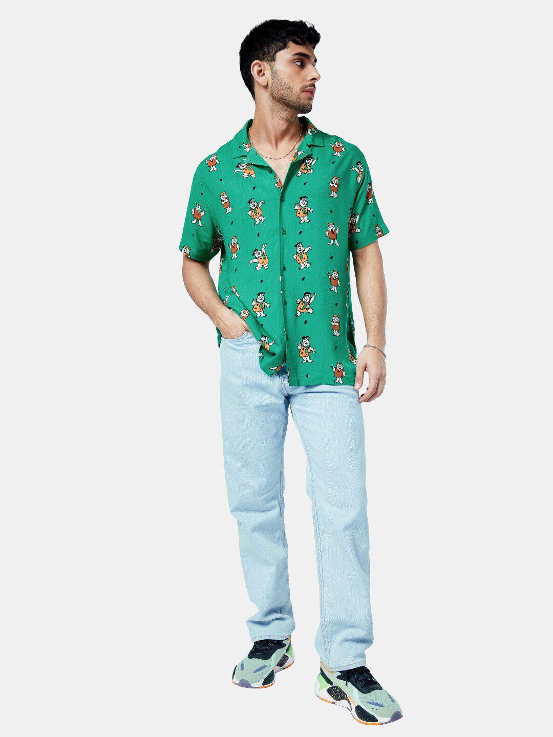 the souled store men green floral printed casual shirt