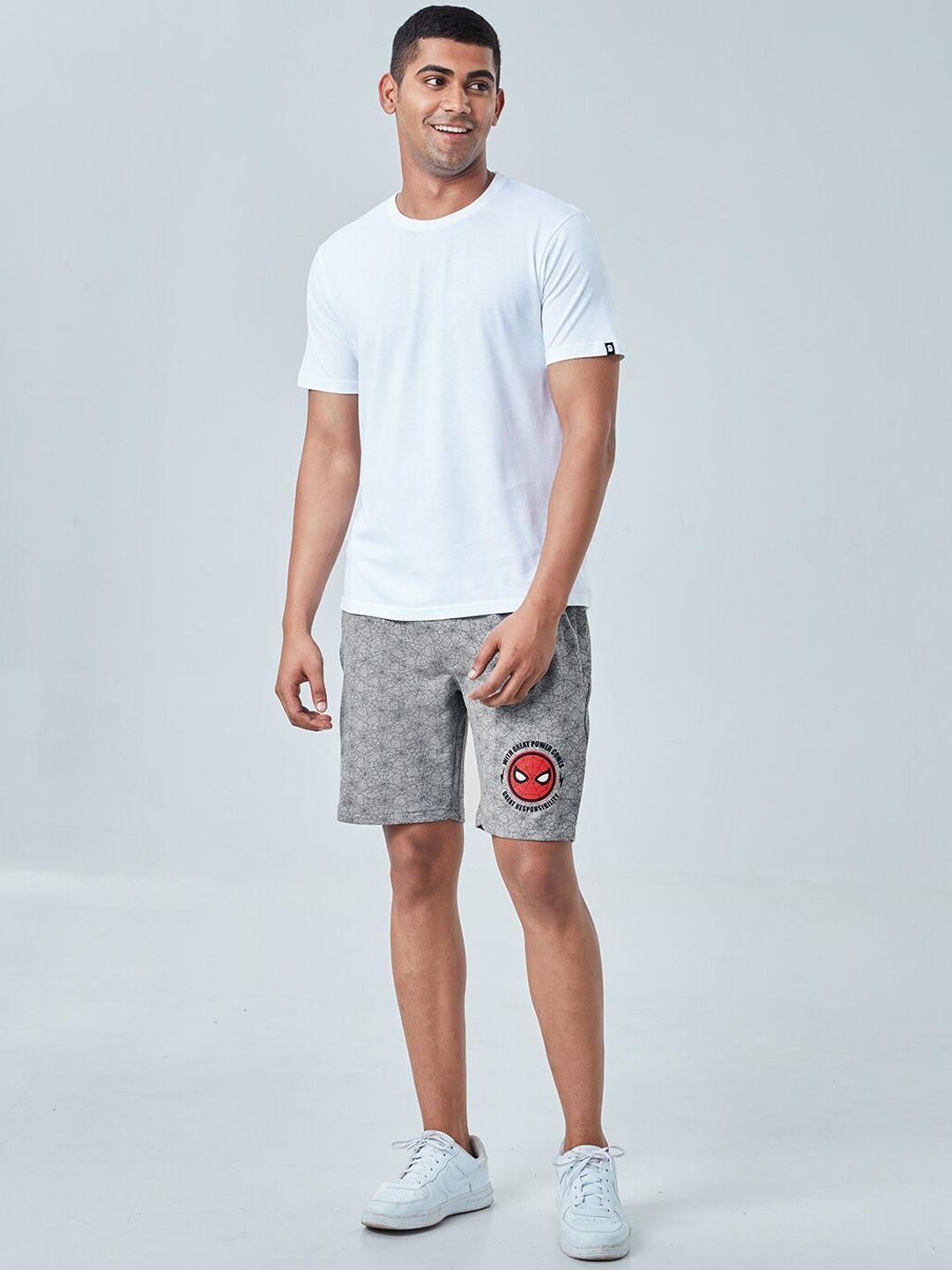 the souled store men grey printed outdoor shorts
