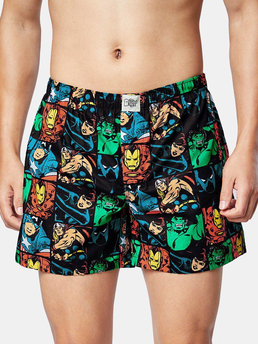 the souled store men marvel printed cotton shorts