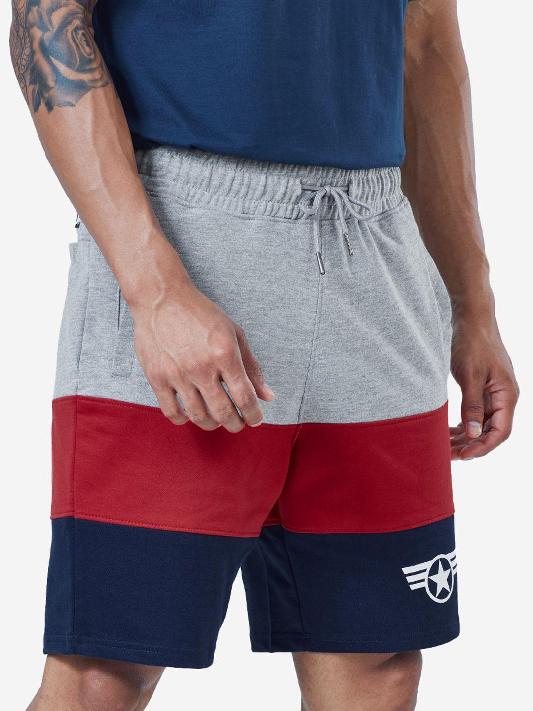 the-souled-store-men-multicoloured-colourblocked-captain-america-shorts