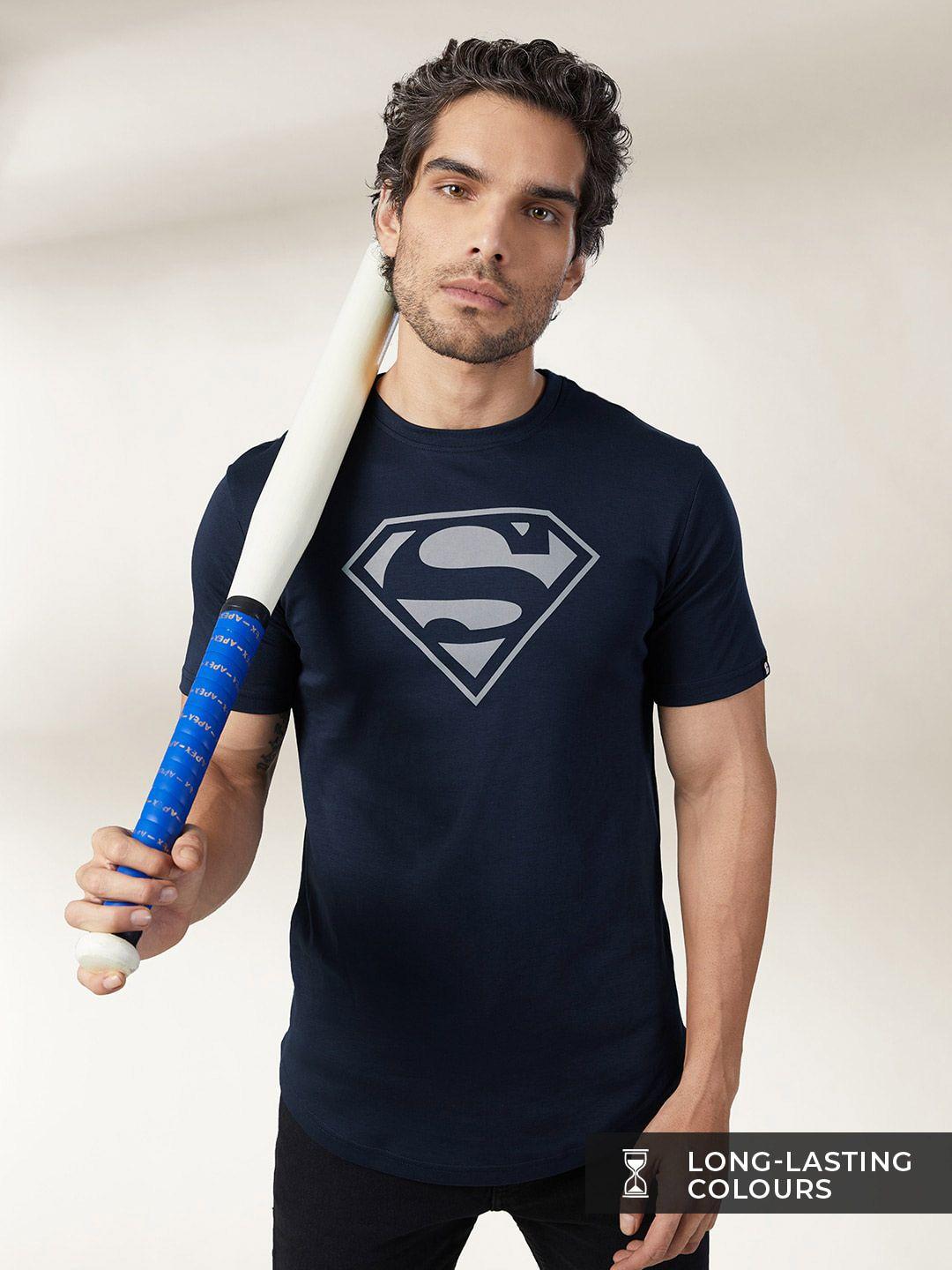 the souled store men navy blue superman printed cotton t-shirt