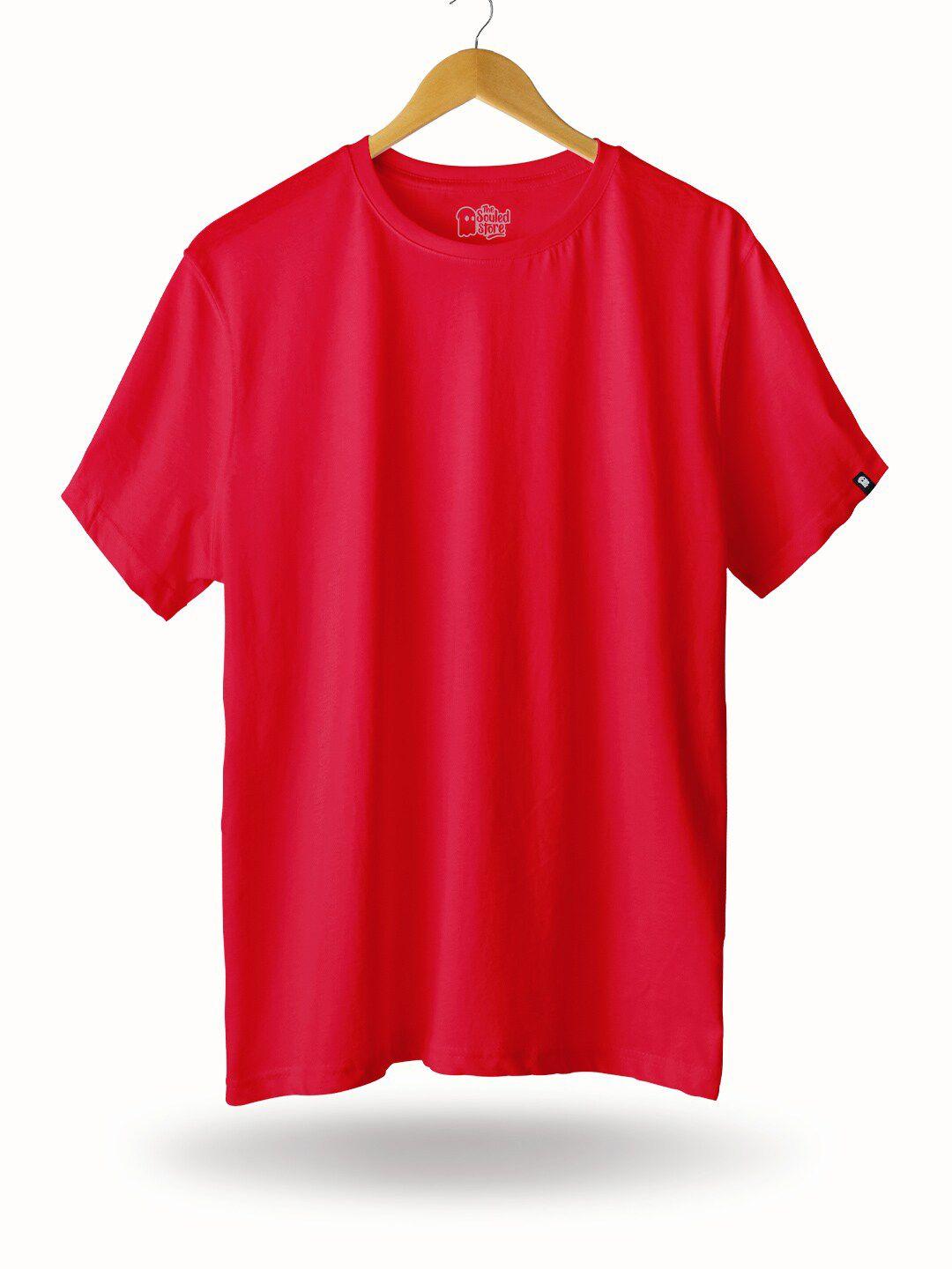 the souled store men red drop-shoulder sleeves t-shirt