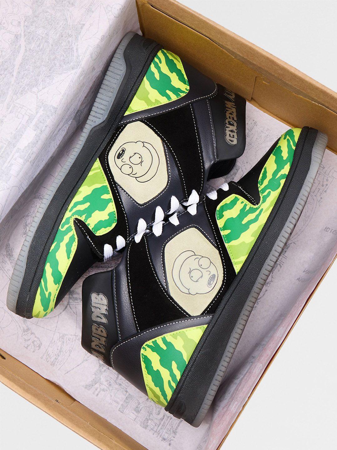 the souled store men rick and morty printed lightweight mid-top sneakers