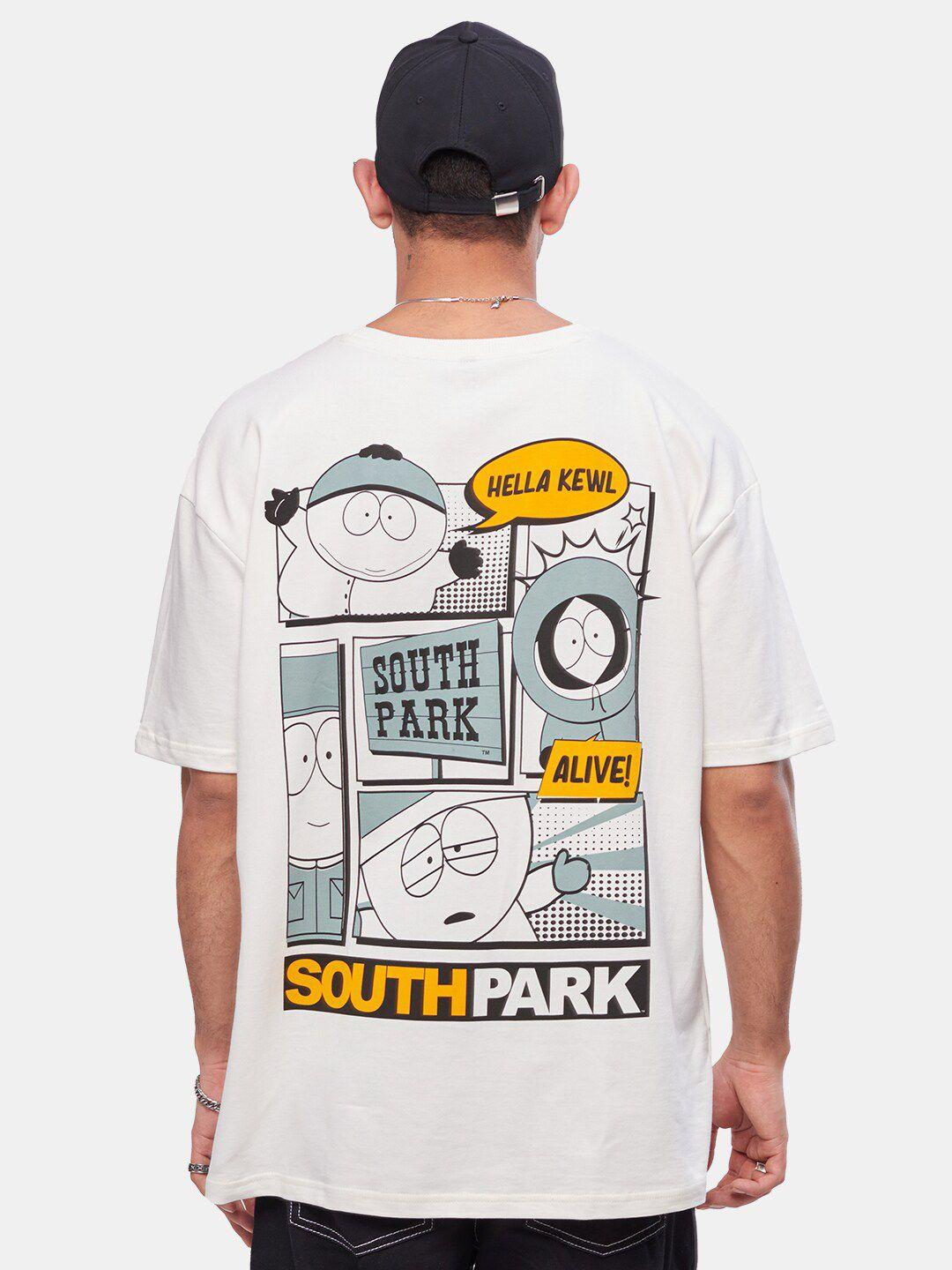 the souled store men white printed oversized t-shirt