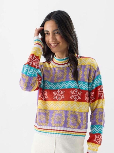 the souled store multicolored printed sweater